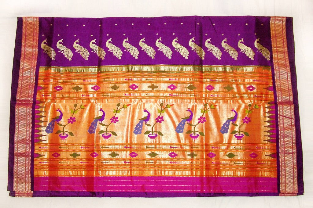 Off-White Sambhalpuri Ikat Silk Saree with Paithani Inspired Border