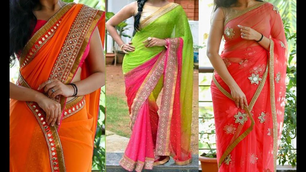 Mirror work Sarees with Mirror work Blouses | Fashionworldhub | Mirror work  saree, Mirror work blouse, Saree designs party wear