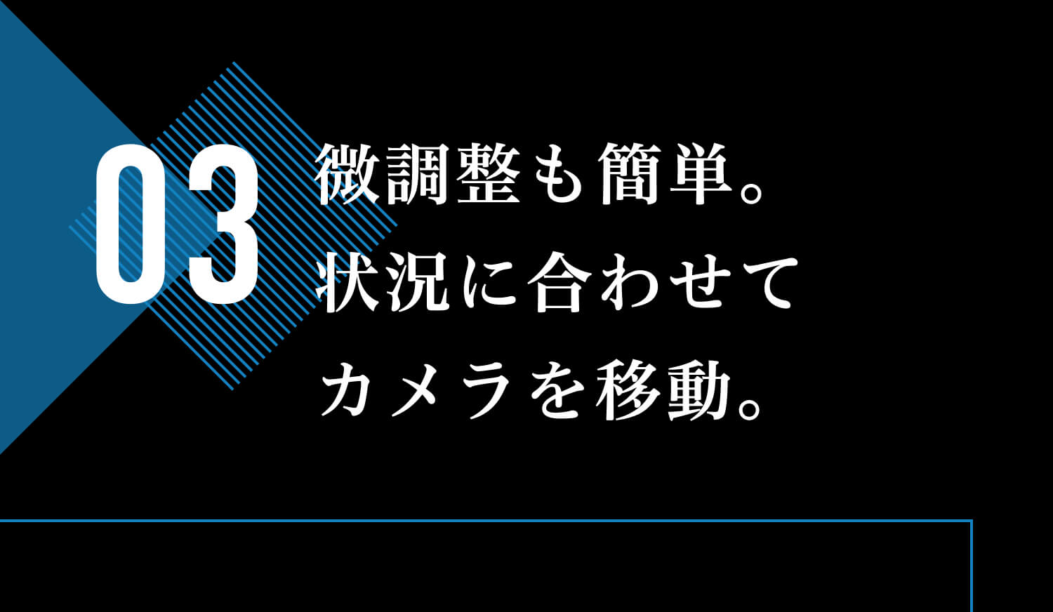 微調整も簡単。状況に合わせてカメラを移動。