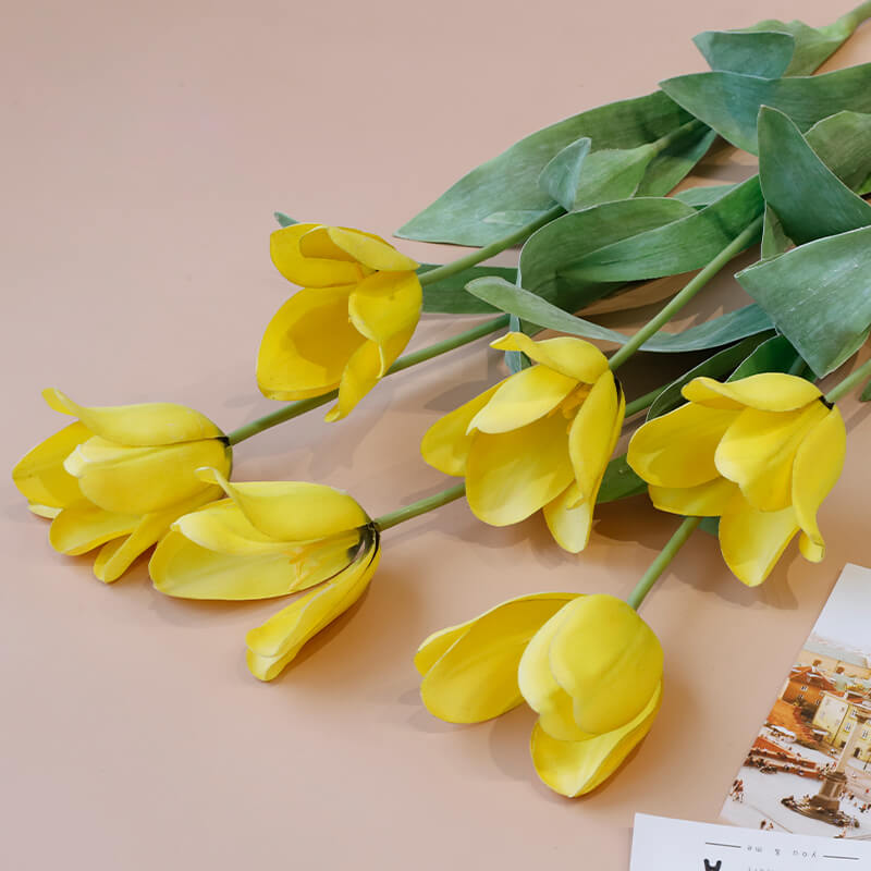  Faux Flowers A bunch of yellow tulips