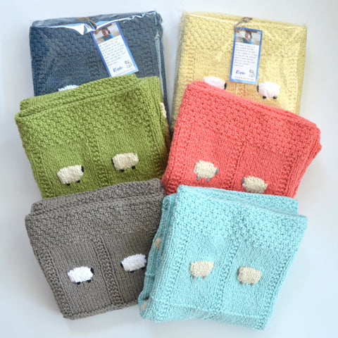 Sheep Dreamzzz chunky organic baby blankets - 6 colors displayed