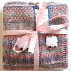 Warm Stripes Sheep Dreamzzz baby blanket wrapped in a silky ribbon