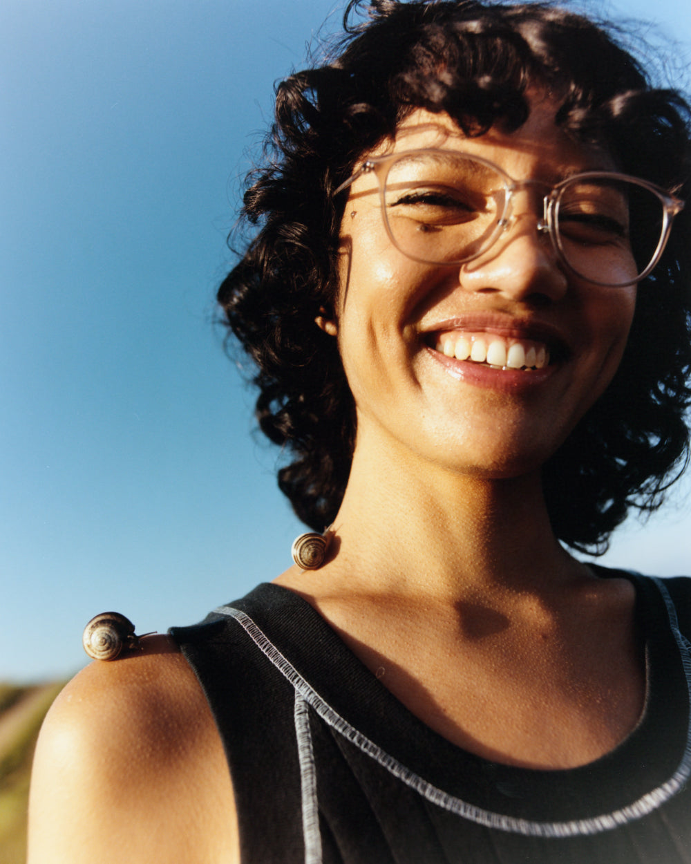 Airframe lightweight glasses on a female model