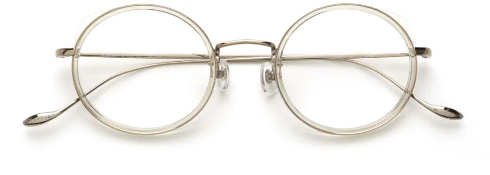 JINS Mew Model glasses in gold with smoked detailing