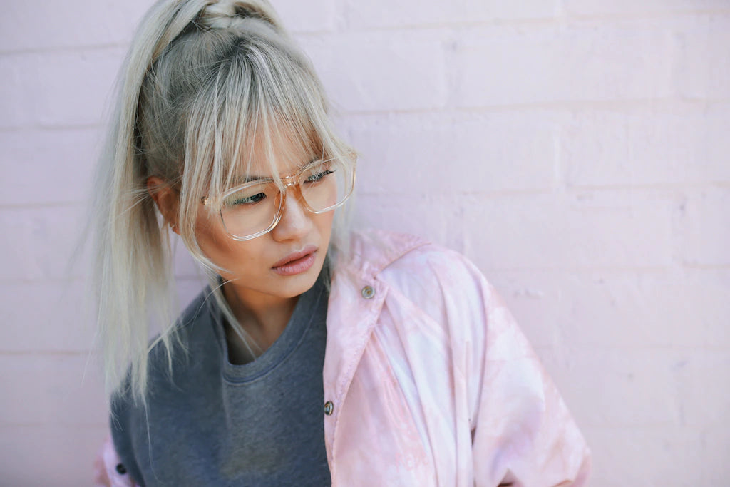 Female _Model with an asian fit JINS glasses