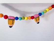 Load image into Gallery viewer, Pom Poms Garland. First day of School - Teacher Gifts. Felt Pencil Garland. Back to school Garland
