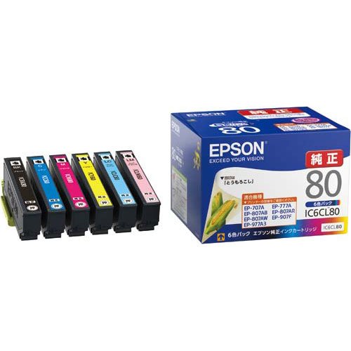 Epson Ink墨盒IC6CL80 6彩色套件— オフィスジャパン