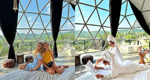 glass dome hotel with comfortable living