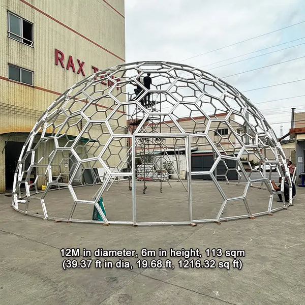 12M honeycomb glass dome house in factory
