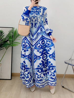 Couture Pleated Puff Sleeve Midi Dress - HEYFANCYSTYLE