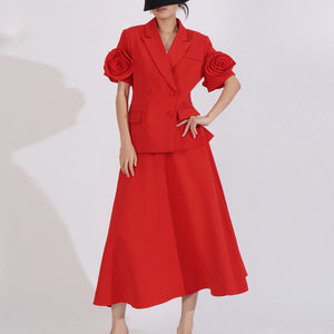 Couture Floral Blazer & Maxi Skirt Set - HEYFANCYSTYLE