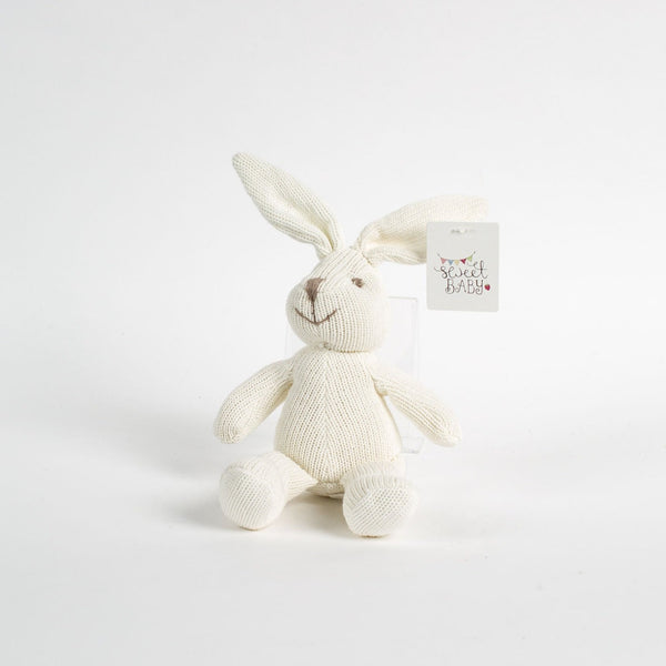 Knitted Organic Cotton White Bunny Baby Rattle – Press Shop