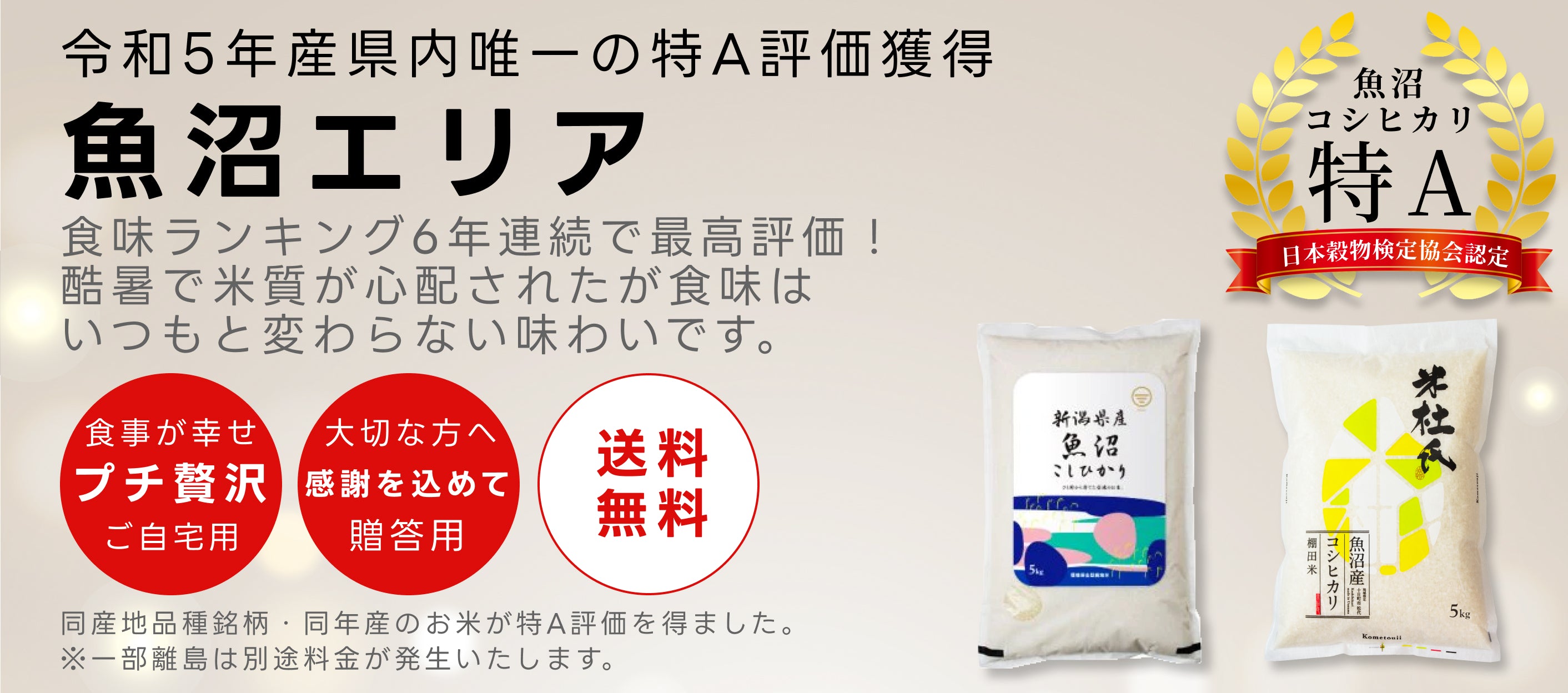 令和5年産食味ランキング特A受賞の魚沼産コシヒカリ