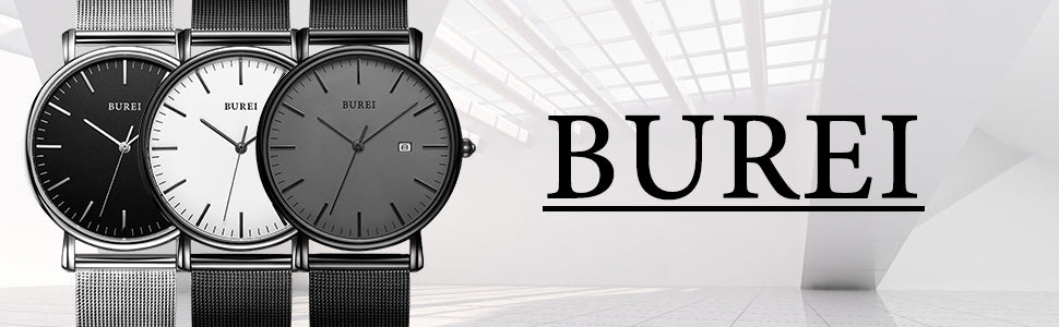 Men's Fashion Minimalist Wrist Watch Analog Blue Date with Silver Stai –  bureiwatches