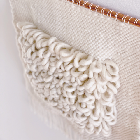 woven wall hanging by salt & caramel (Anne Blumrich - a German fiber artist in NYC). handwoven wall art with flavor 