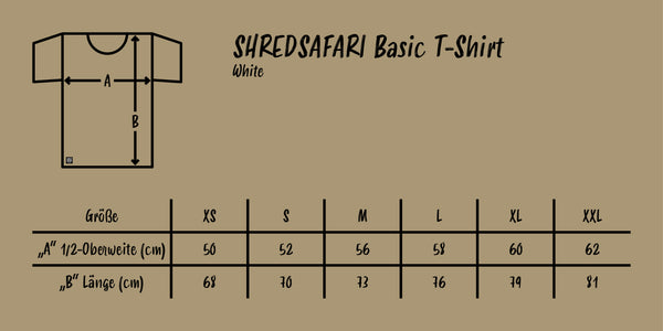 Groessentabelle Shredsafari Basic T-Shirt_w