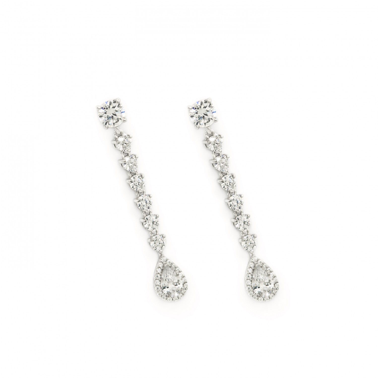 Boucles d'oreilles longues de style linéaire avec des pierres de zirconium