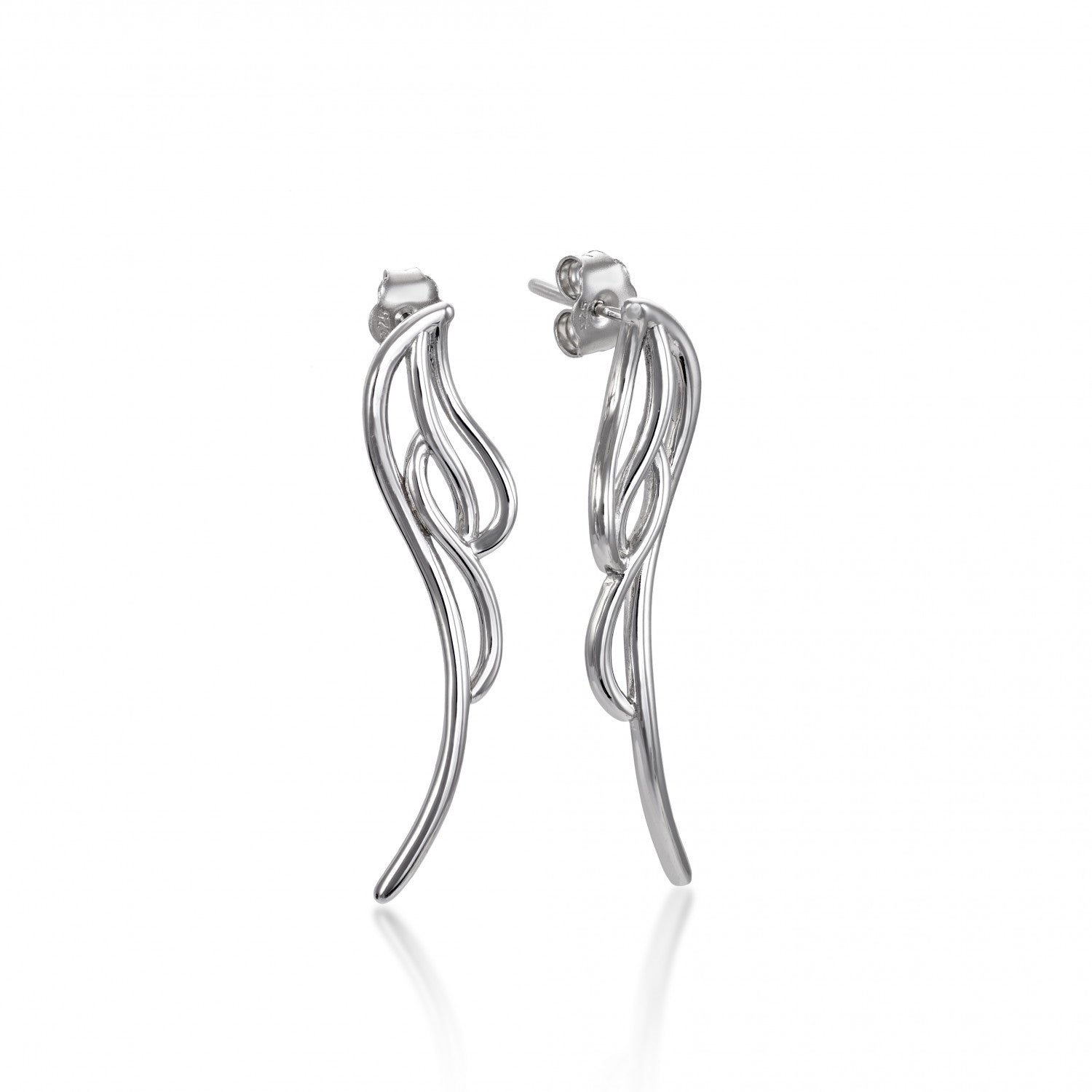 Boucles d'oreilles originales en argent avec motif irrégulier en argent uni