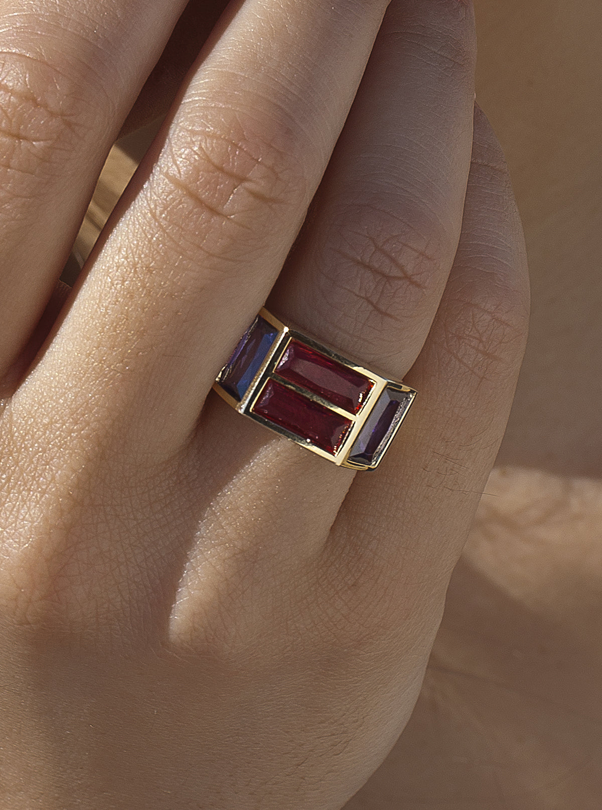 Rings with lavender and fuchsia colored stones in silver