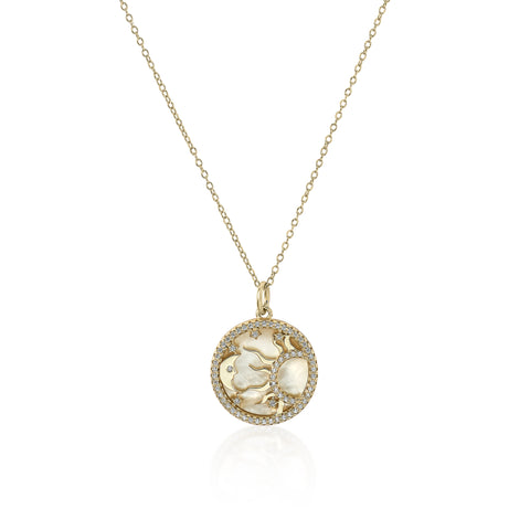 Collar medalla en plata dorada diseño unicornio - Lineargent