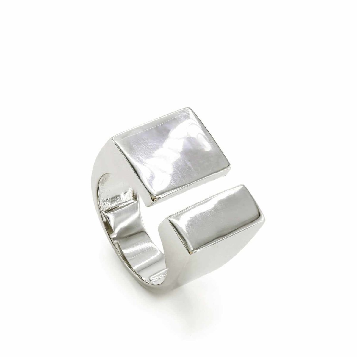 Ring - Open design signet ring with plain silver