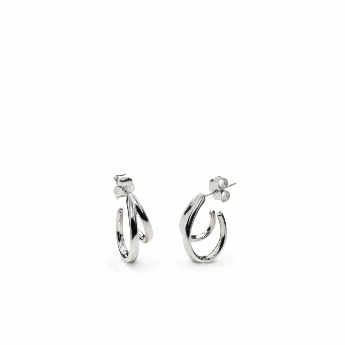 Earrings - Original silver hoop earrings with double design