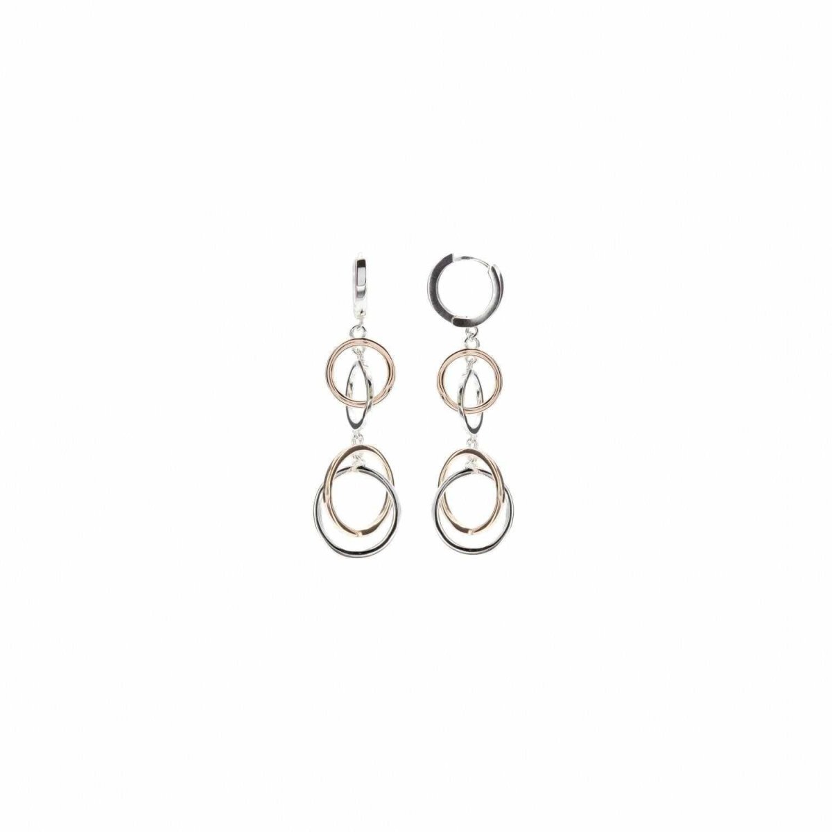 Boucles d'oreilles - Boucles d'oreilles en argent bicolore avec motifs de cercles enchevêtrés