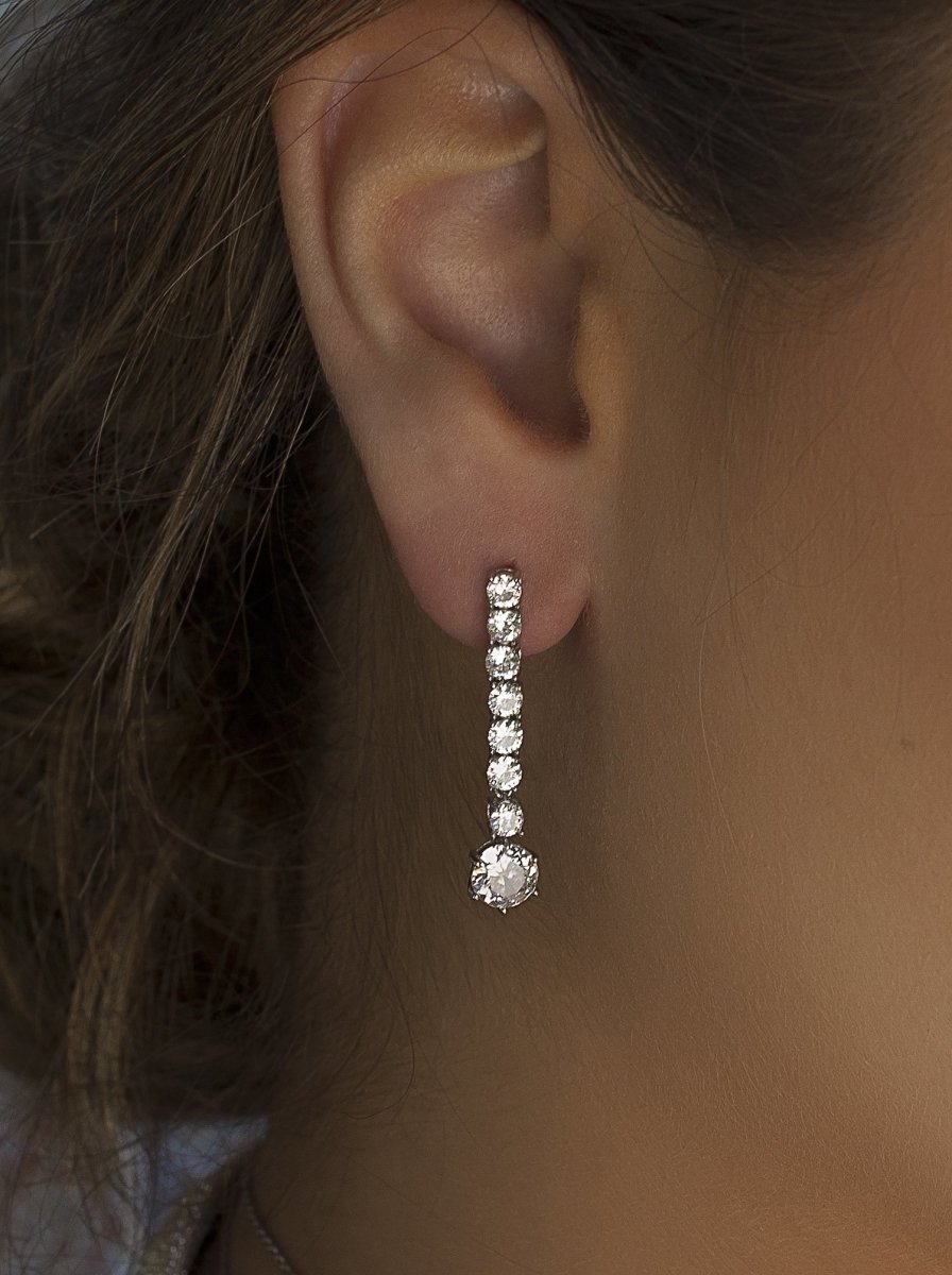 Boucles d'oreilles longues brides rigides design linéaire - LINEARGENT