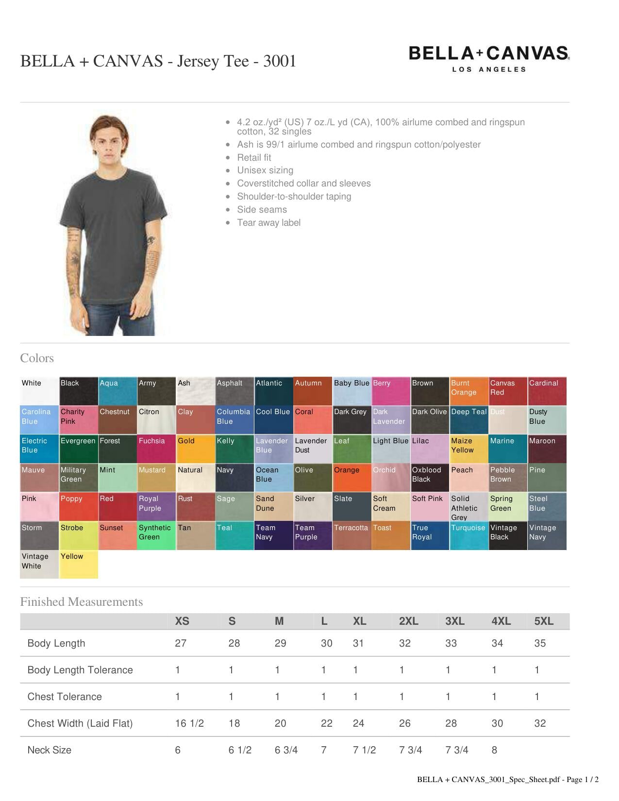 Size and Color Charts – Native Kreations