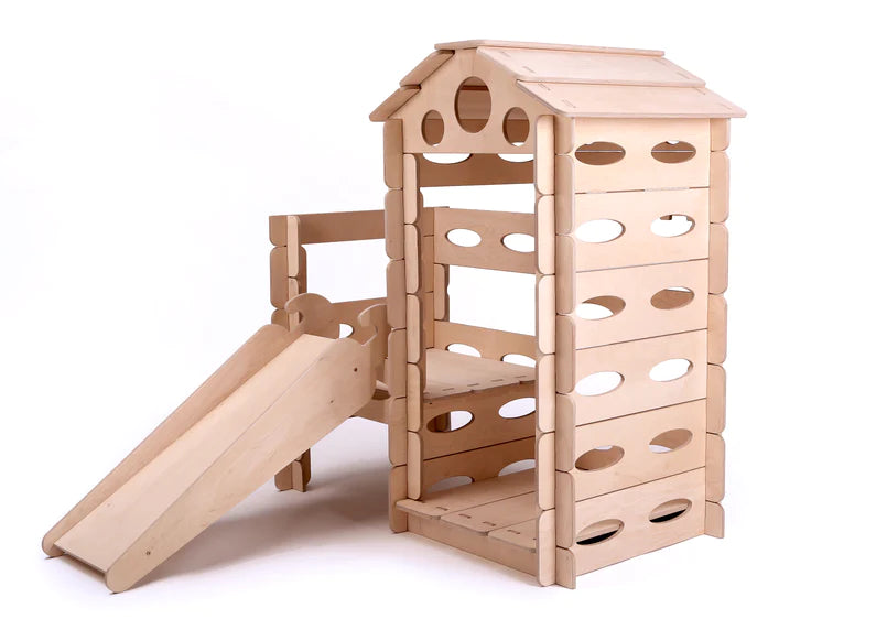 heel fijn heuvel klink Wooden Playhouse Build & Play with slide and stairs - KateHaa