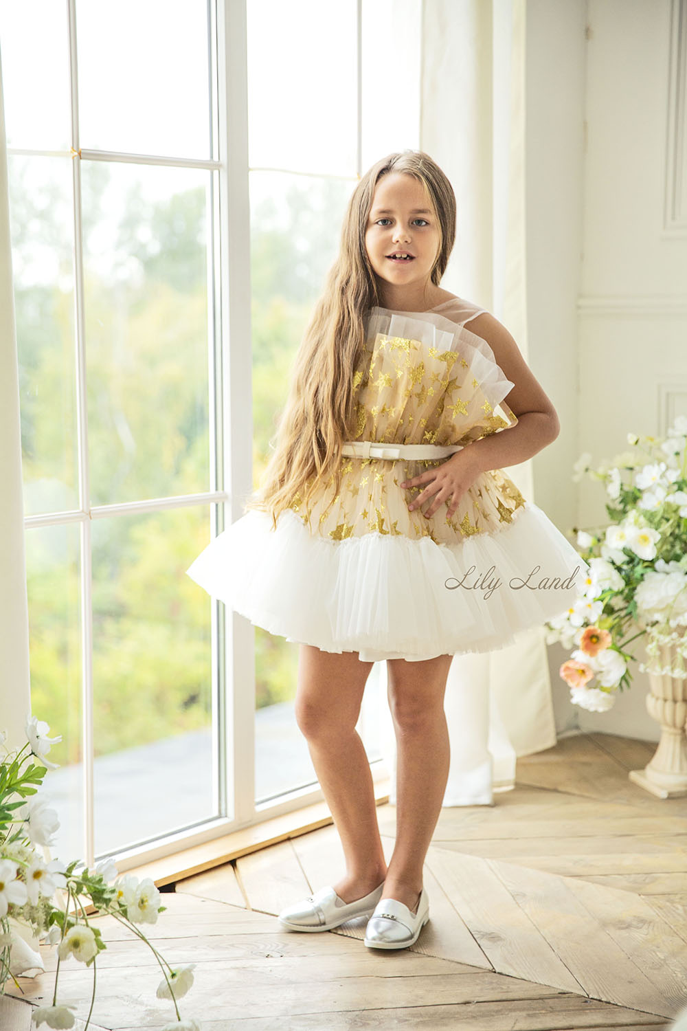 Barbie-Star White Baby Toddler Dress With Fluffy Skirt Sewn From Tulle Above The Knee
