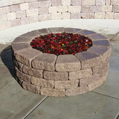 Fire pit filled with red glass chips