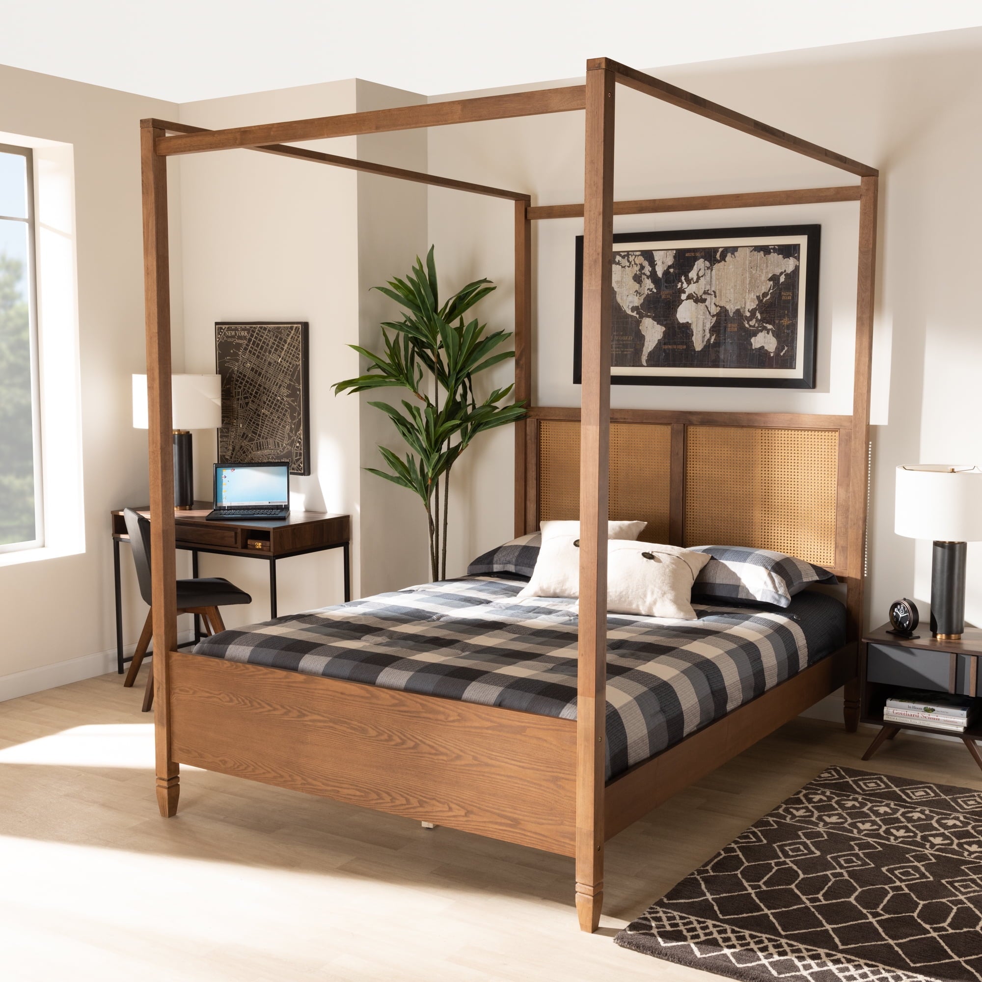 American Furniture Classics King Size Canopy Bed with Raised Platform