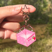 Load image into Gallery viewer, Pastel Pink Strawberry Milk Acrylic Keychain
