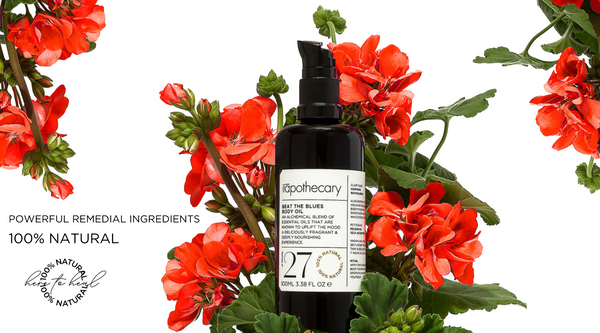 beat the blues body oil with rose geranium