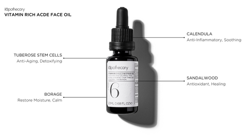 vitamin rich acde face oil with all the descriptions of the ingredients