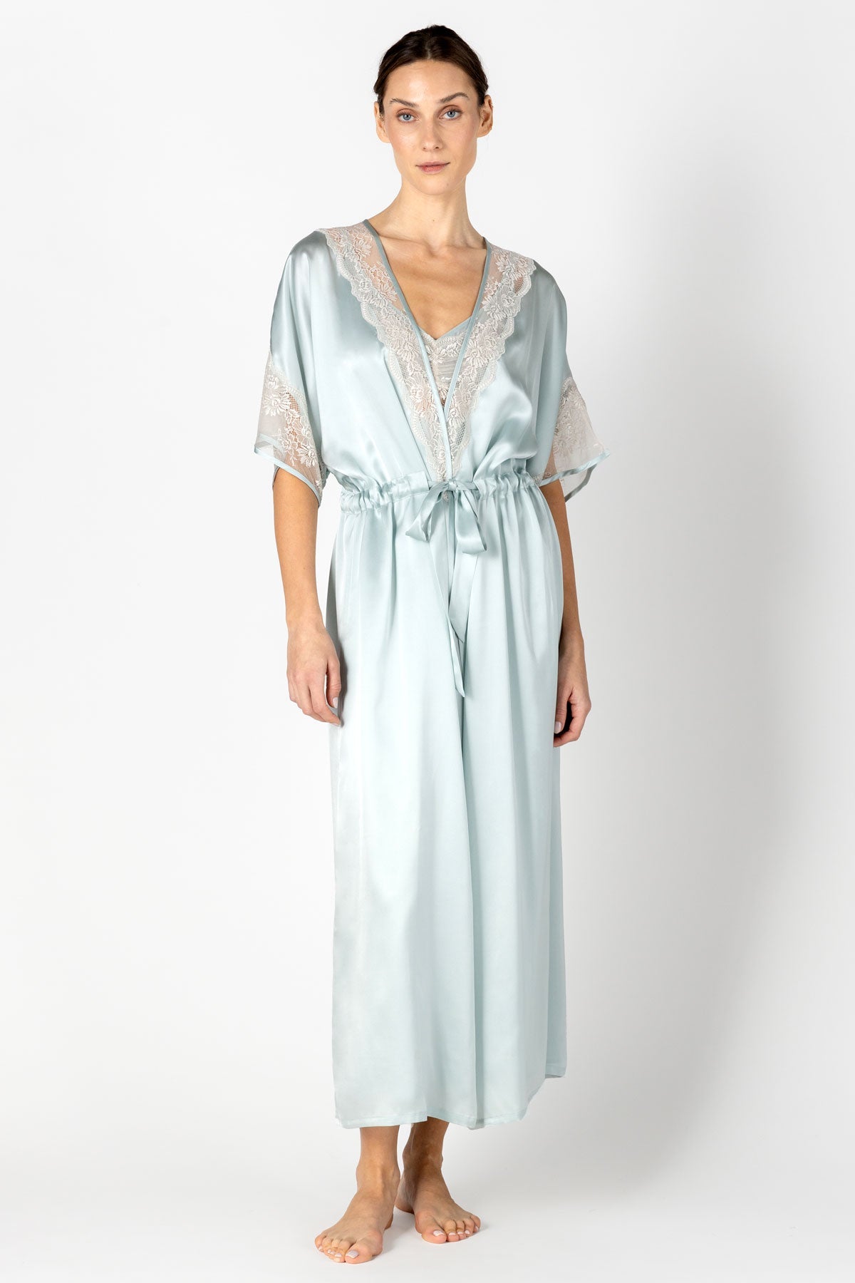 Agatha Nostalgia Hanky Long Silk Robe