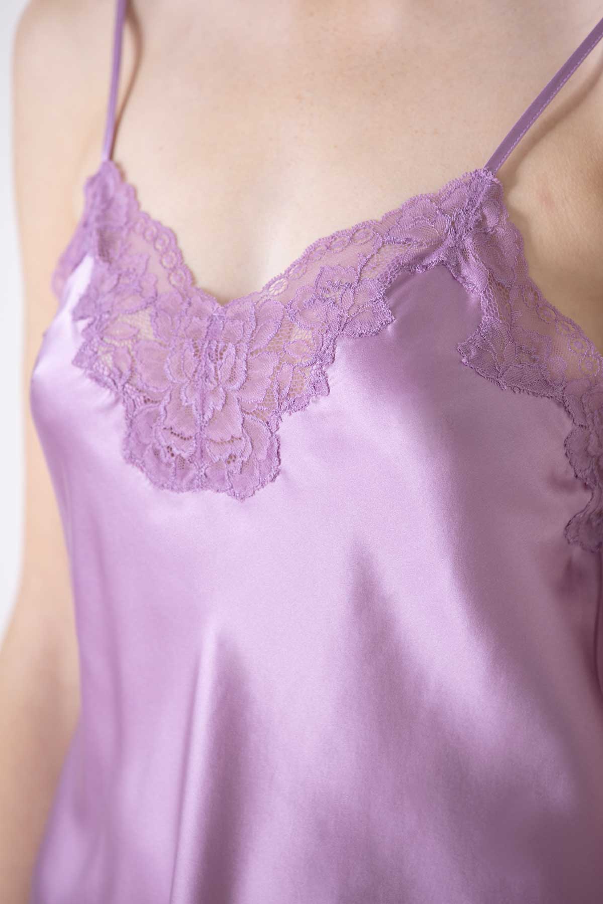 Morgan Lace Spaghetti Silk Camisole without lace hem