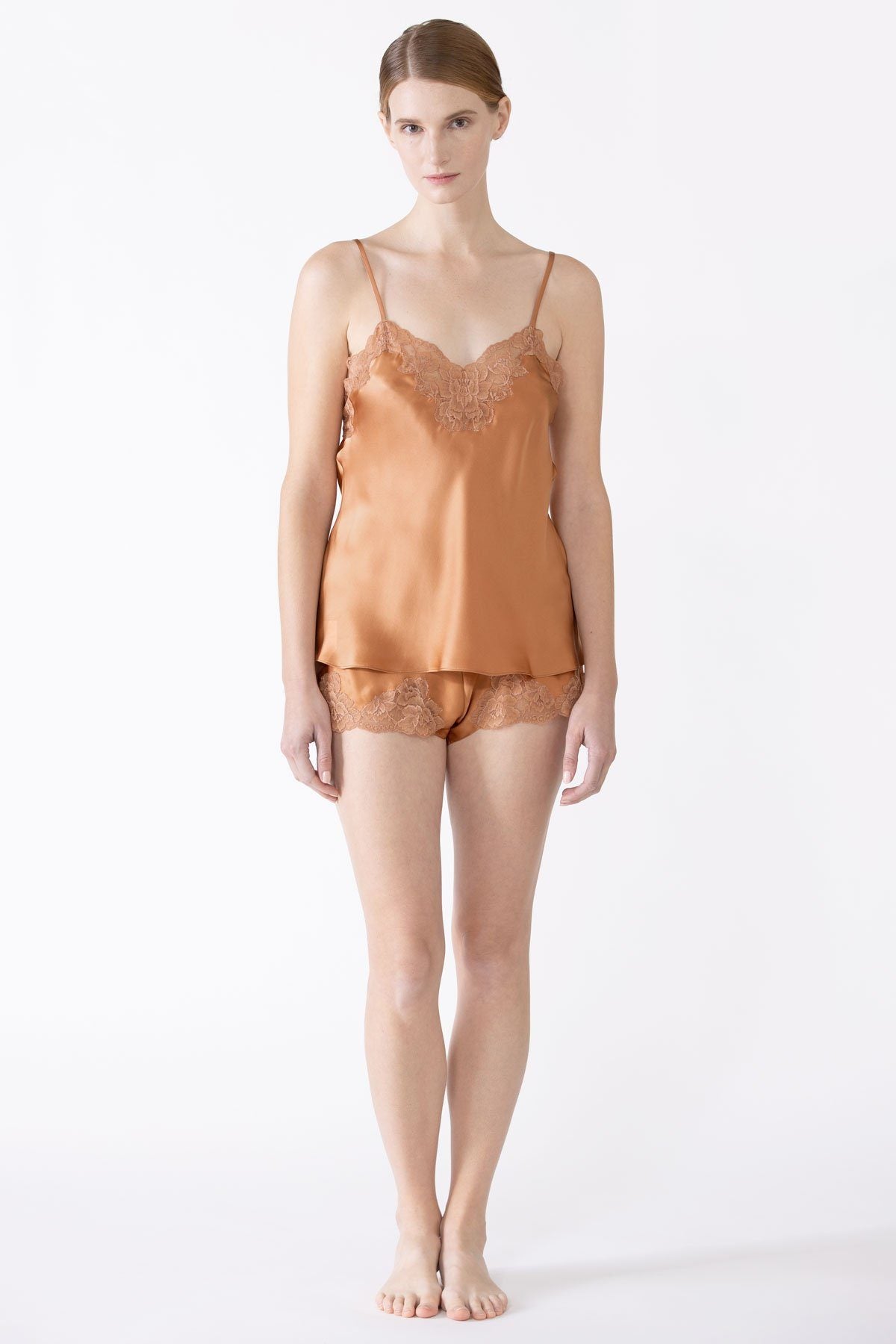 Morgan Lace Spaghetti Silk Camisole without lace hem