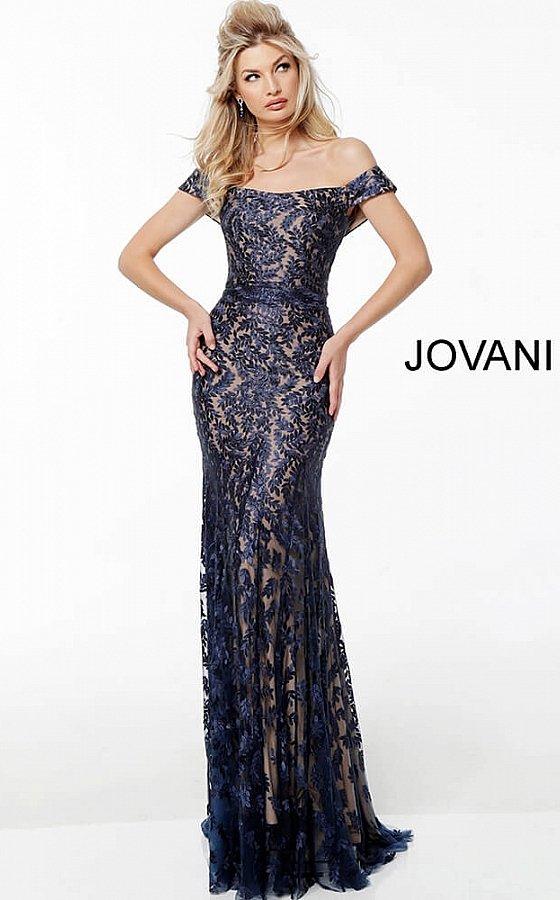 Jovani 59993  Blush Scuba Ruched Bell Sleeve Evening Dress