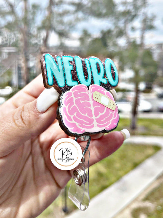 Brain Badge Reel Holder Clip Retractable Neuro Neurology Nurse