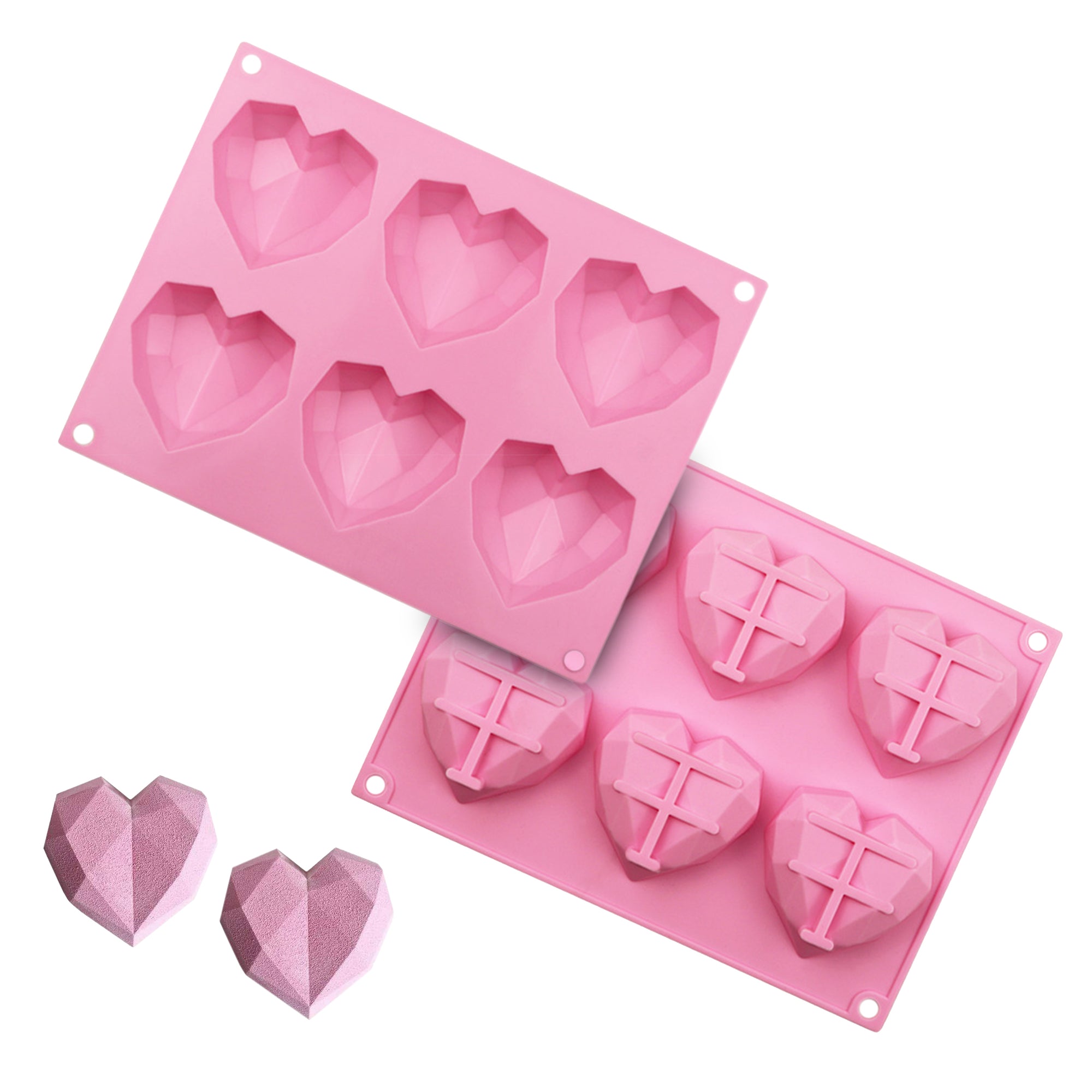 EddHomes Breakable Heart Molds for Chocolate with Hammer, Heart Silicone Mold for Baking 8 Cavity Diamond Heart Shaped Mold, 8.8 Large Breakable Heart Mold