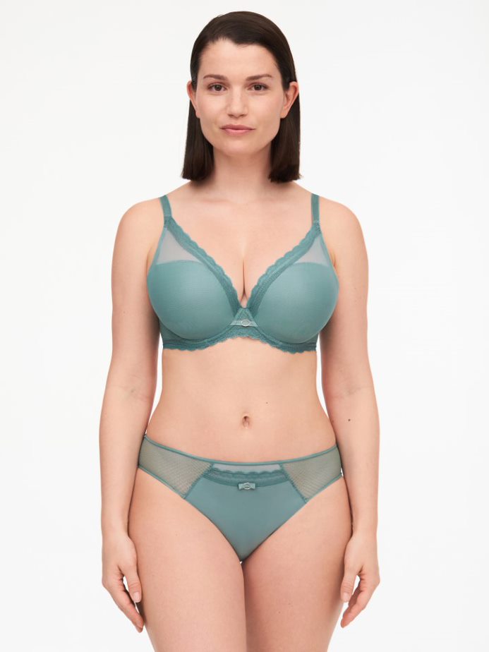 Fleurs Lace Plunge Contour Bra C12M20 Green Tea (TM)