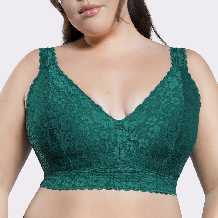 Free And Fearless Longline Lace Bralette In Army Green