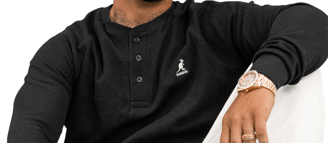 Black buttoned Kangol shirt