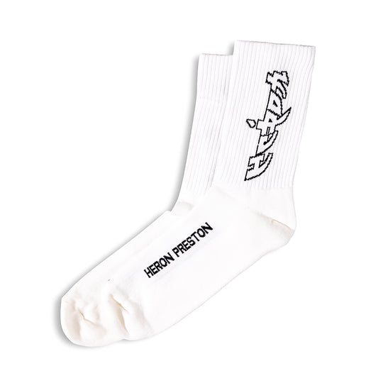 Heron Preston Racing Logo Socks (SS19) White/Orange