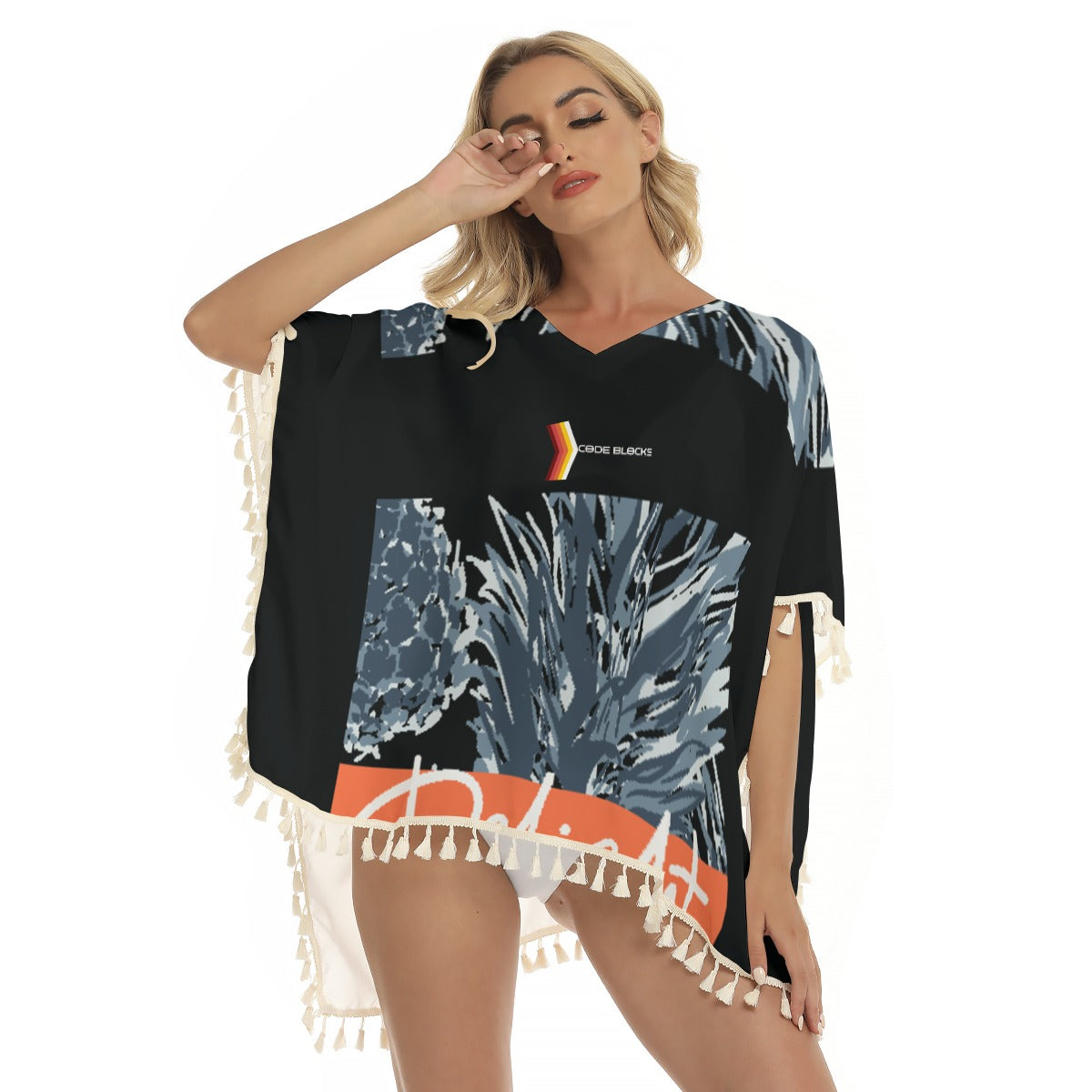 All-Over Print Women's Square Fringed Shawl