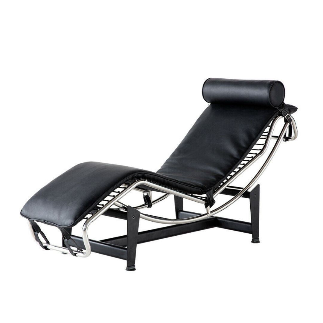 black leather chaise lounge chair