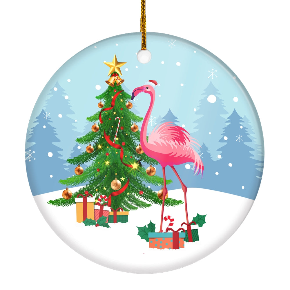 Merry Christmas Tree Flamingo Christmas Tree Ornament