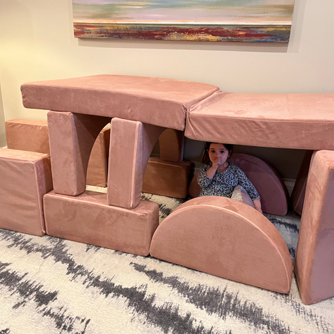 dusty rose barumba play pink play couch tunnel